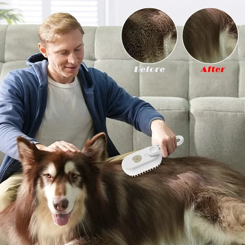 Pet Grooming Steam Brush - Hair Removal & Massage Comb with Steamy Spray