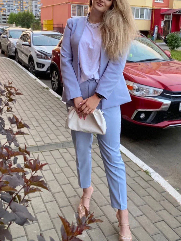 Icclek Spring Women's Pant Suits Red Pant With Belt Female Blazer Set OL Fromal Suits Pant Lady Wortwear Outfit New Arrival Traf