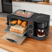 Machine à petit-déjeuner multifonctionnelle électrique 3 en 1 pour la maison, machine à sandwich, cafetière multifonction, four à pain, pizza, poêle à frire 4