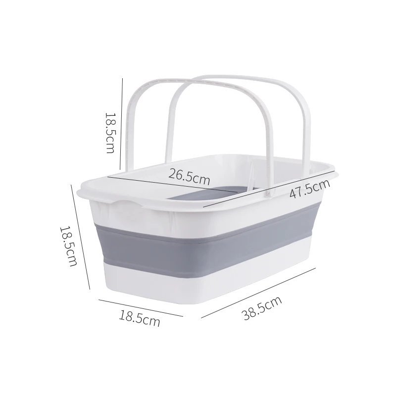 Buckets Portable Folding Mop Bucket Double Handle Silicone