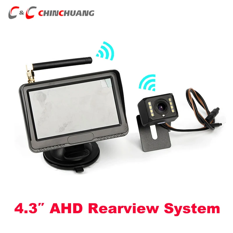 

4.3 Inch Wireless Digital Stable Signal AHD Car Reverse Backup Monitor Camera Set LED Night Vision for pickup SUV RV Van Truck