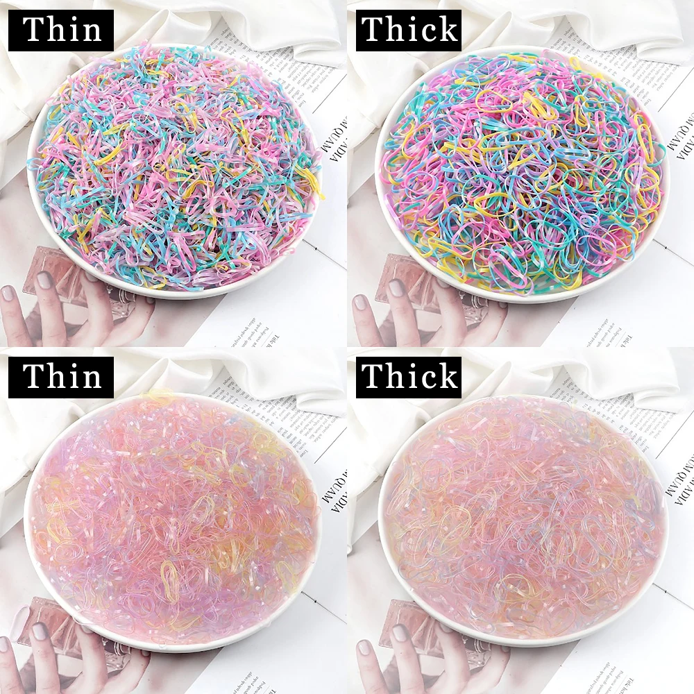 500 teile/paket Bunte Einweg Elastische Haarbänder für Kind Mädchen Scrunchie Gummiband Haar Zubehör Haar Krawatten Pferdeschwanz Halter – Detail 13