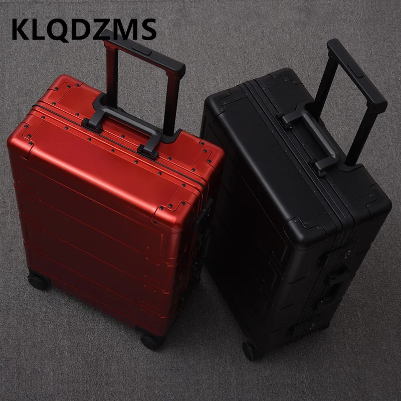 

KLQDZMS 20"24"26"28 Thick Wear-Resistant Al-Mg Alloy Suitcase Cabin Silent Roller Unisex Luggage Case Students Large Capacity