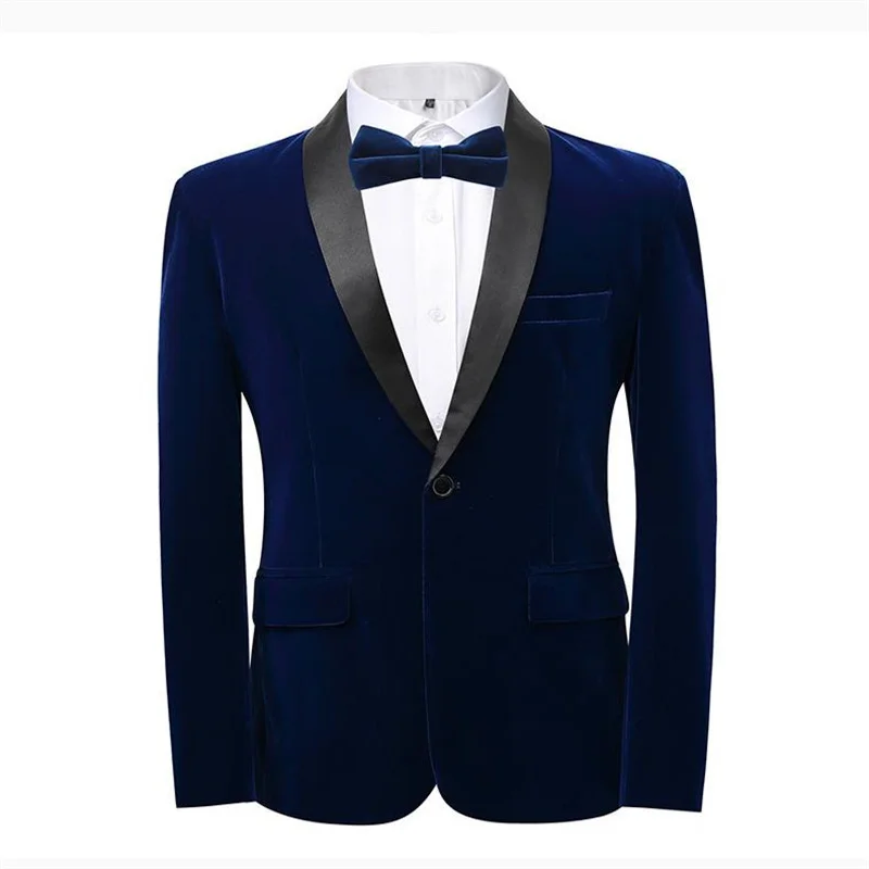 Mens Blazer High-grade Men Luxury Gold Velvet Suit One Button Slim Fit Jacket Blue / Red / Green New Homme Wedding Prom Party Dress Blazer