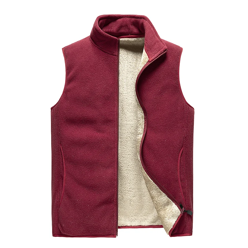 2024 Winter Men's Solid Color Stand Up Neck Sleeveless Warm Cotton Coat Autumn Plushed Casual Loose Versatile Kam Shoulder