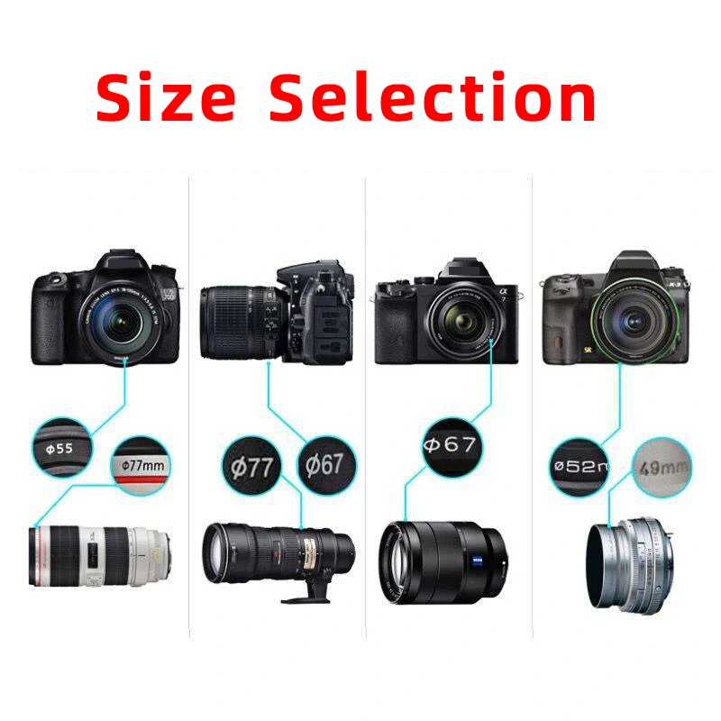 오리지널 캐논 58mm 렌즈 캡은 캐논 EOS 6D2, 5D4, 90D, 80D, 24-50mm, 18-55mm, 55-250mm, 그리고 50-1.4 렌즈와 호환됩니다.