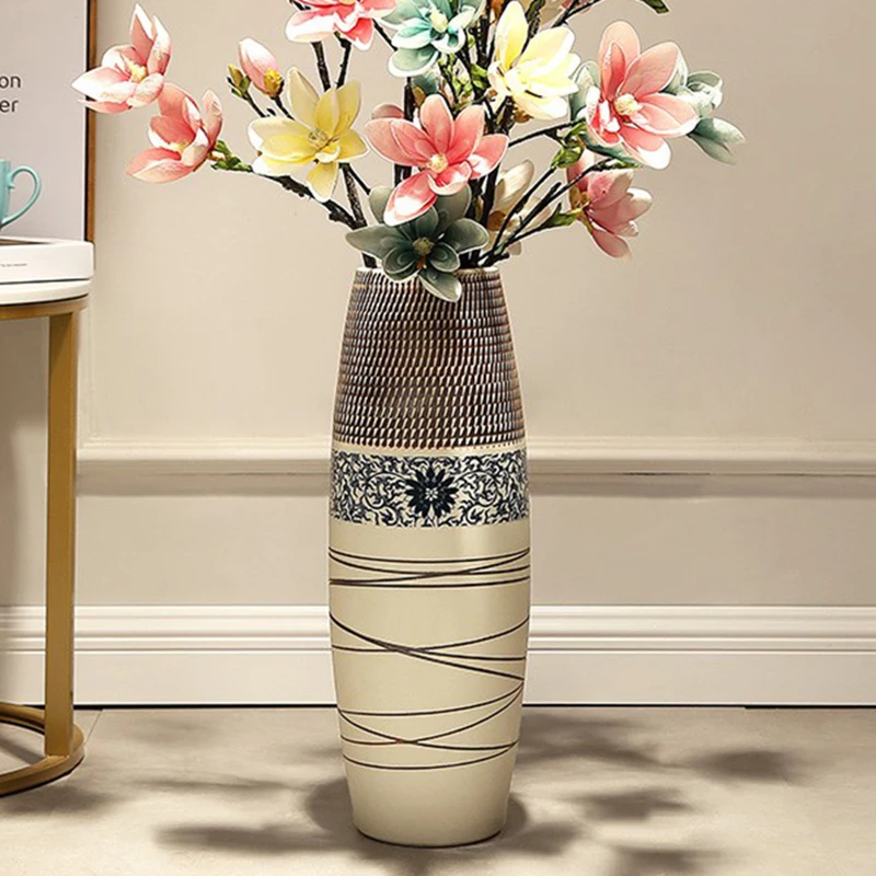 Nordic Style Ceramic Vase Dried Flower Aesthetic Ikebana Modern Floor-standing Vase White Vase Design Vazen Home Decoration FYVS 3