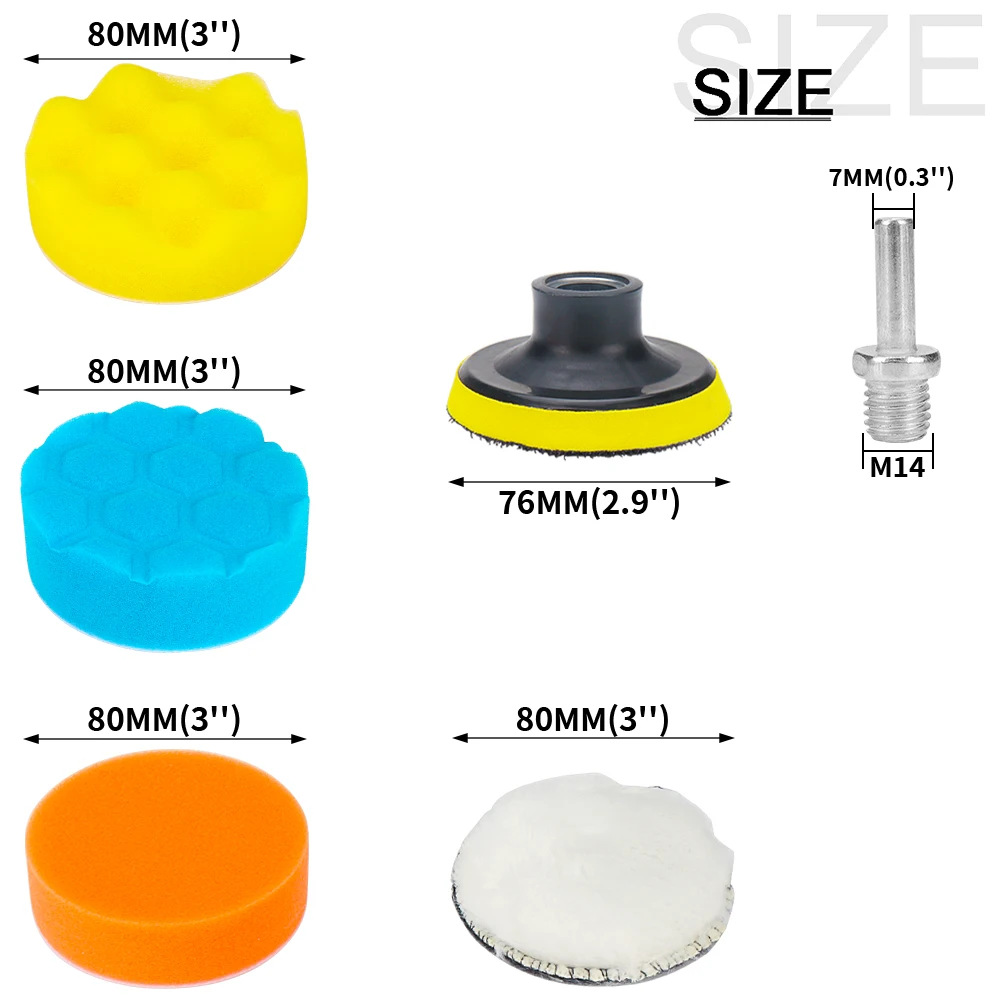 1/2/3 zoll Schwamm Auto Polierer Wachsen Pads Polieren Kit für Boot Auto Polieren Puffer Bohrer Rad polierer Entfernt kratzer – Detail 10