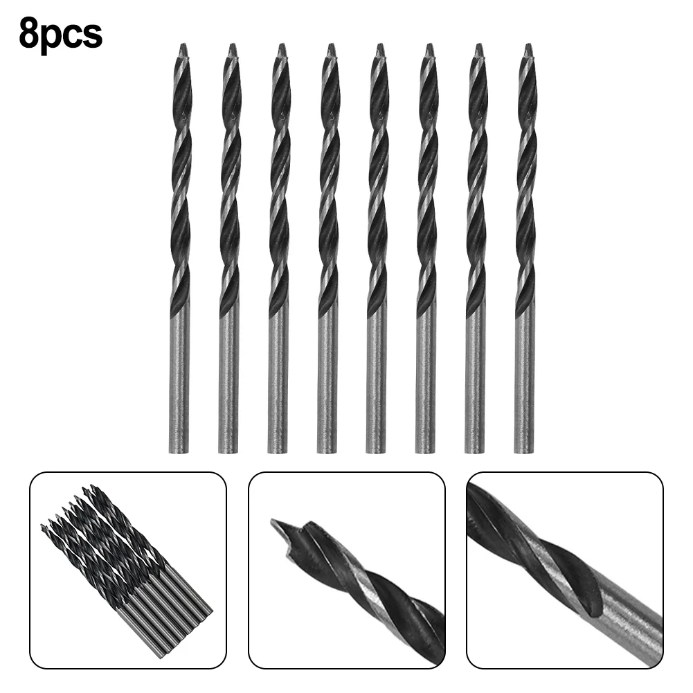 8Pcs 3MM Wood Drill Bit Kit For Woodworking Spiral Drill Bit High-Carbon Steel Wood Plank Hole Special Drill Bit Hand Tool Set hexagonal shank woodworking drill bit punching round shank three point drill electric drill rotary head wood plank hole special