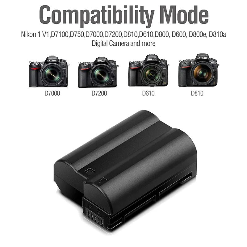 Фото Аккумулятор 2800 мАч EN-EL15C EN-EL15 + двойное зарядное устройство USB для Nikon Z5,Z6,Z6 II,Z7,Z7II D600 D610 D600E D800 D810 D800E D810 №3