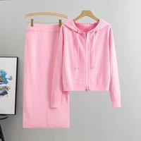 2025 new women's Knitted Cardigan High Waisted Buttocks Wrapped  Skirt 2 Piece Suits Luxury Hot Diamond Fashion Sets - Image 5