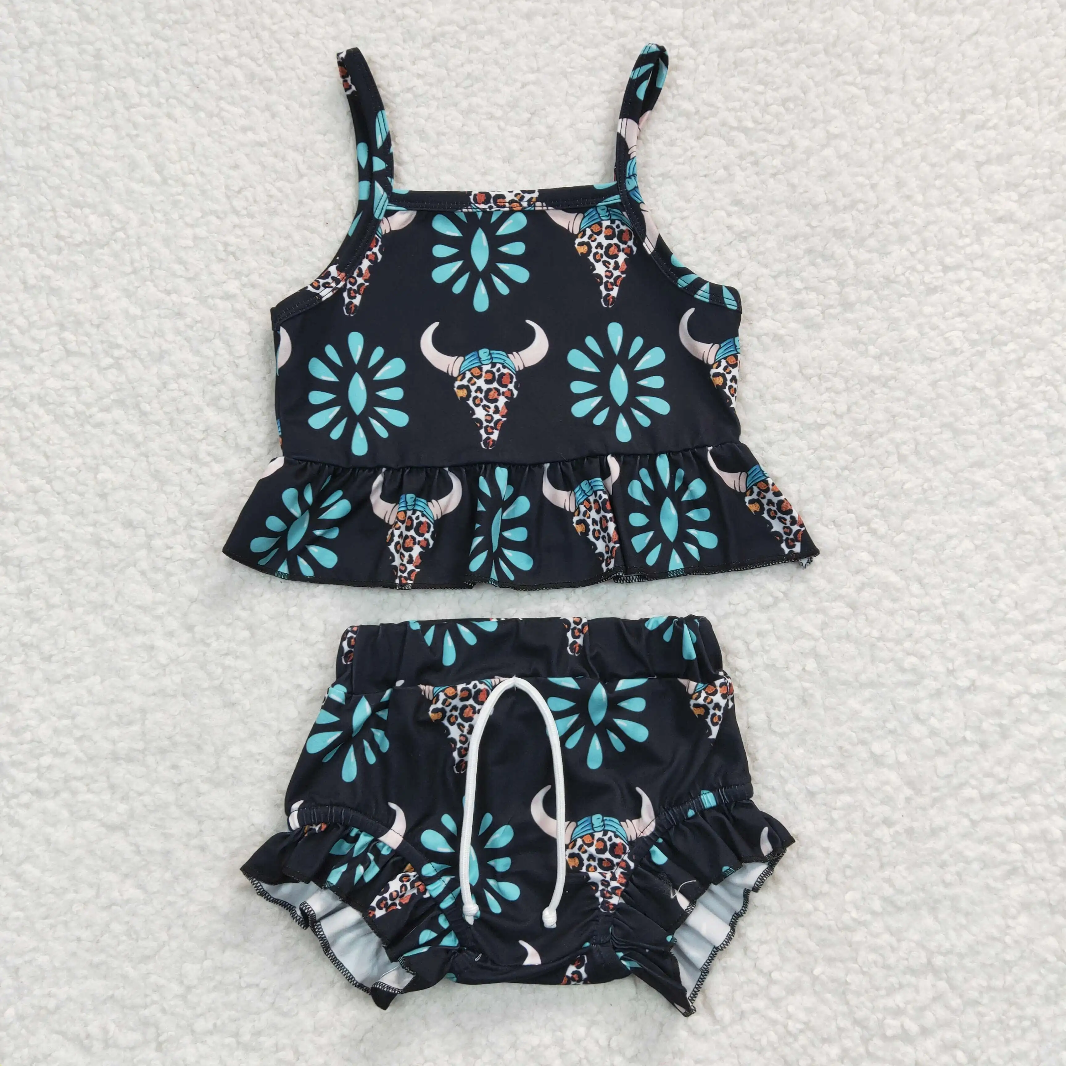 

GSSO0182 Children's Wholesale Cute New Girls Bullhead Gem Vest Briefs Suit
