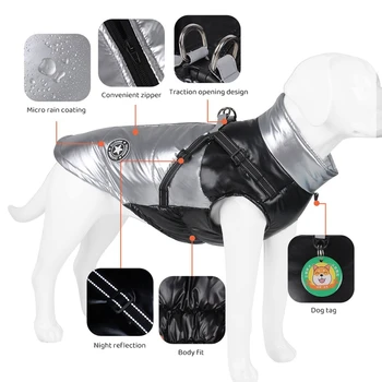 Clothes For Large Dogs Waterproof Big Dog Vest Jacket Winter Warm Pet Dog Coat Clothing For Dogs Chihuahua Labrador 3XL-7XL 4
