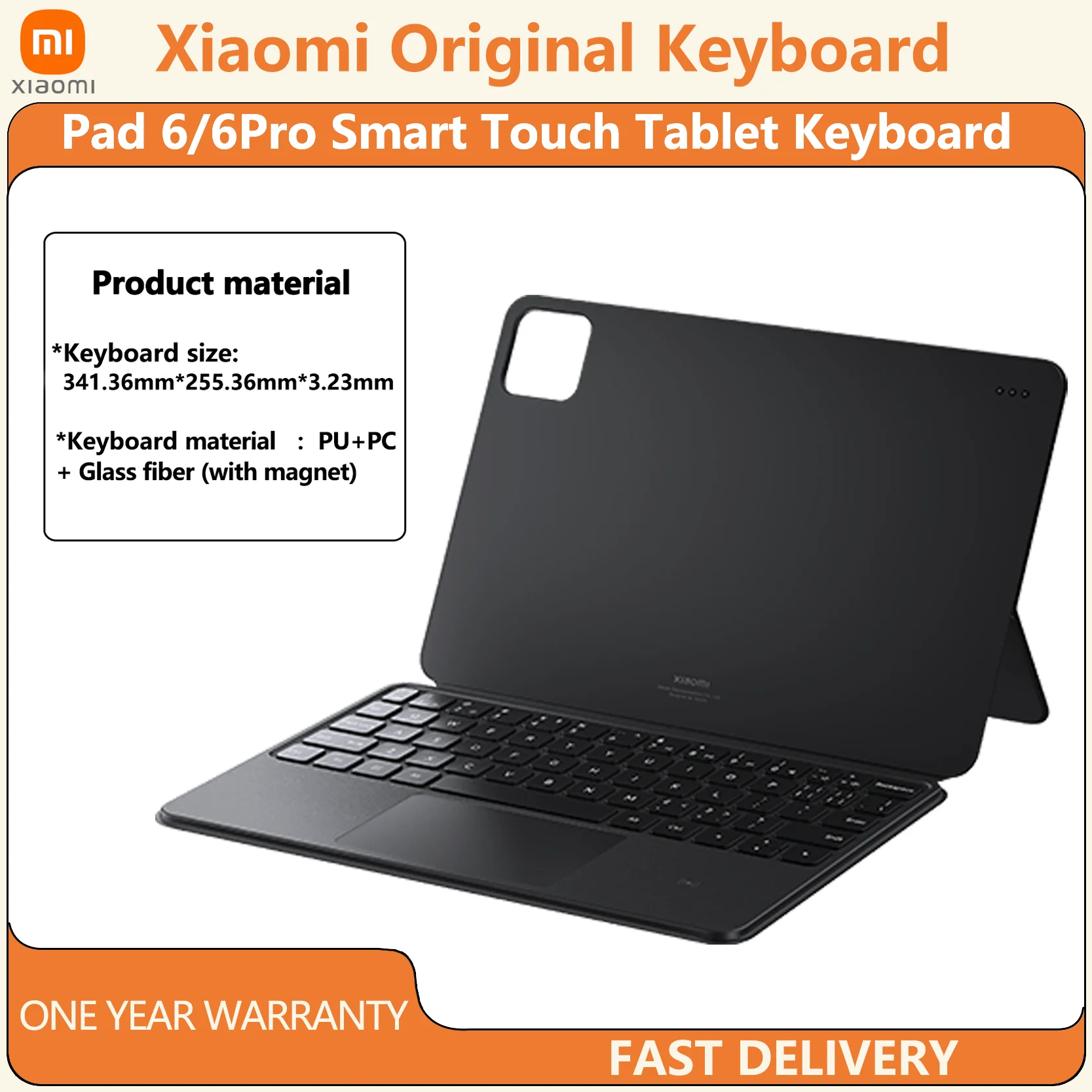 Original XIAOMI Pad 6/6Pro Smart Touch Tablet bluetooth keyboard wireless keyboard mouse set NFC Wireless Ultra Thin Trackpad Flip Adsorption Magnetic Leather Case