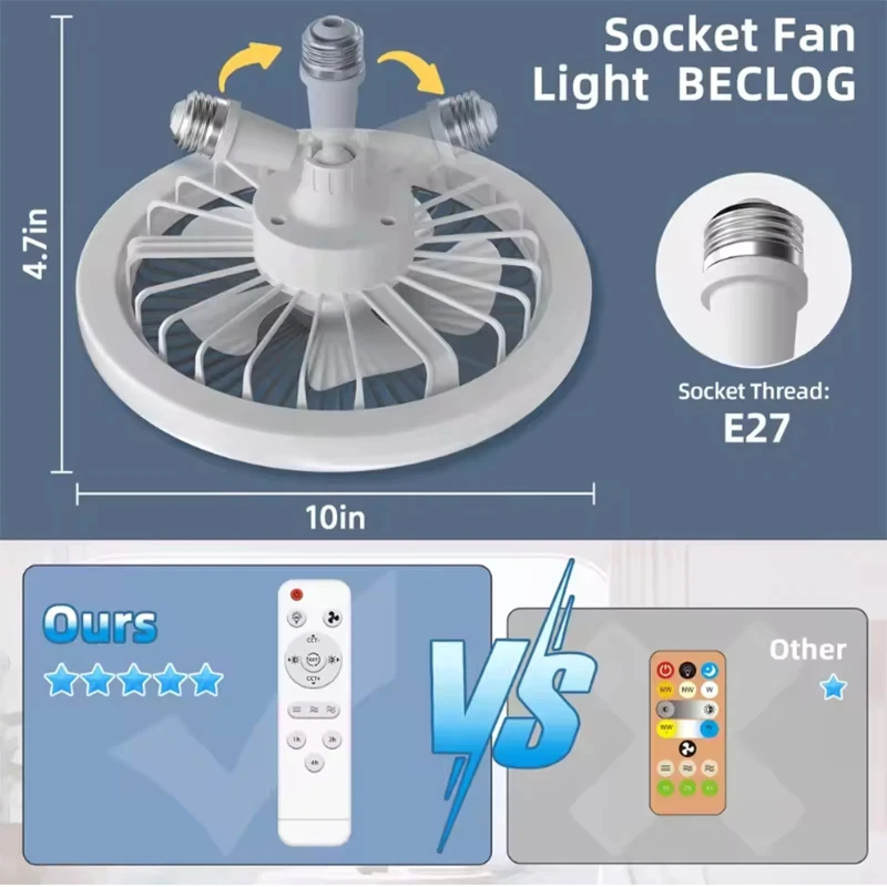 LED Ceiling Fan Lights 3in1 Rotatable with Smart Remote Control