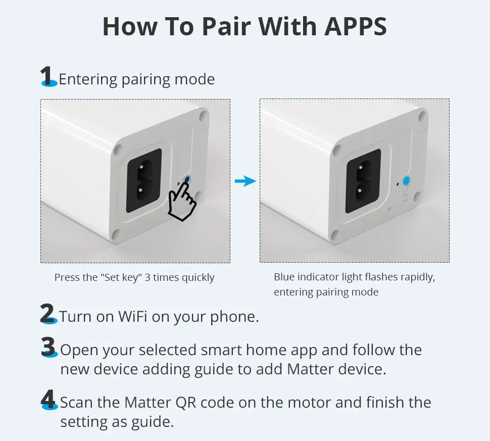 Matter WiFi Smart Electric Curtain Motor with Sliding Track Allow HomeKit SmartT