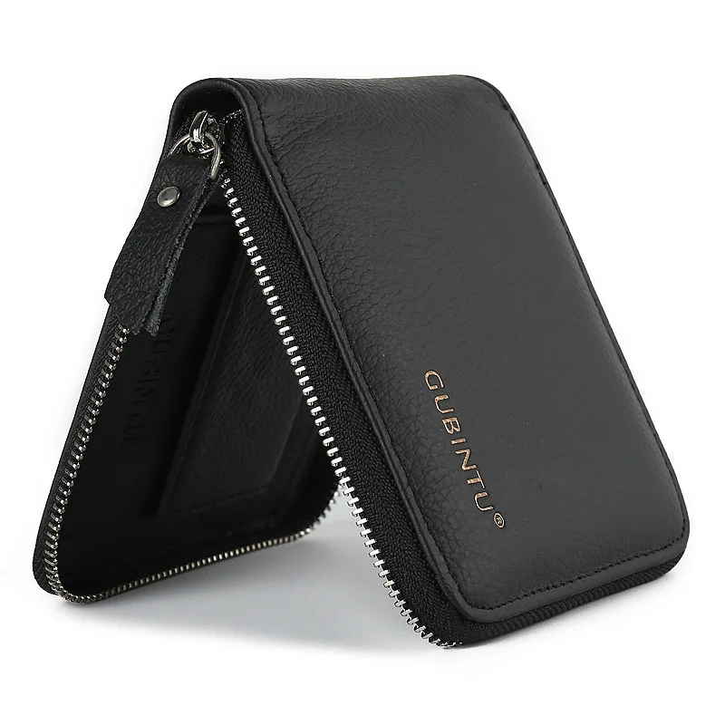 

New Large Capacity Genuine leather Men's Wallet With Coin Pocket Zipper Purse Money Bag Credit Card Holder For Male