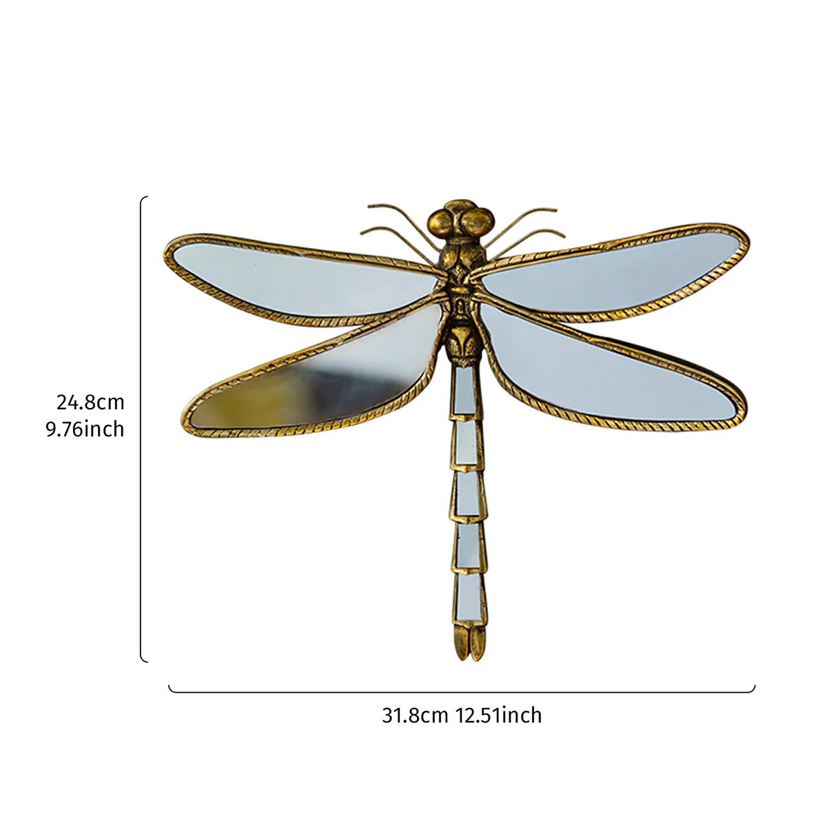 1pc, 12.5*9.7 inch light luxury retro distressed resin dragonfly pendant living room wall decoration wall-hung handicrafts