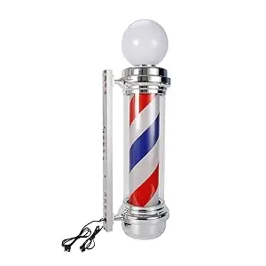 rotating signs up lights  barbers two light, waterproof barberpole hair tin striped salon