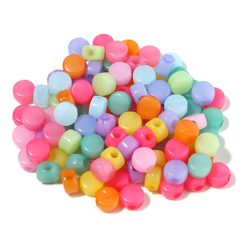 Plastic Jelly-Colored Flat Beads Loose Spacer Beads Diy Handmade Bracelets  Necklace Jewelry Making Findings