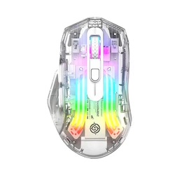 Transparent Multi - Mode Wireless Gaming Mouse with Bluetooth and USB - C Connectivity (WHITE)