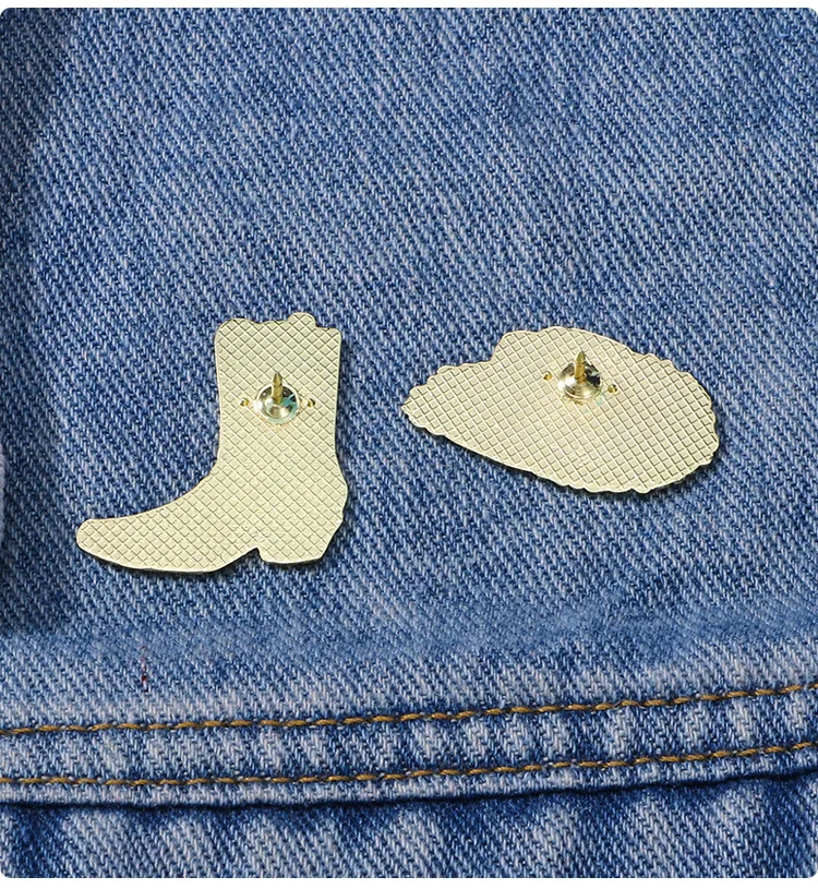 Western Cowboy Cowgirl Hat Boot Brooch Pin Hot Pink Butterfly Love