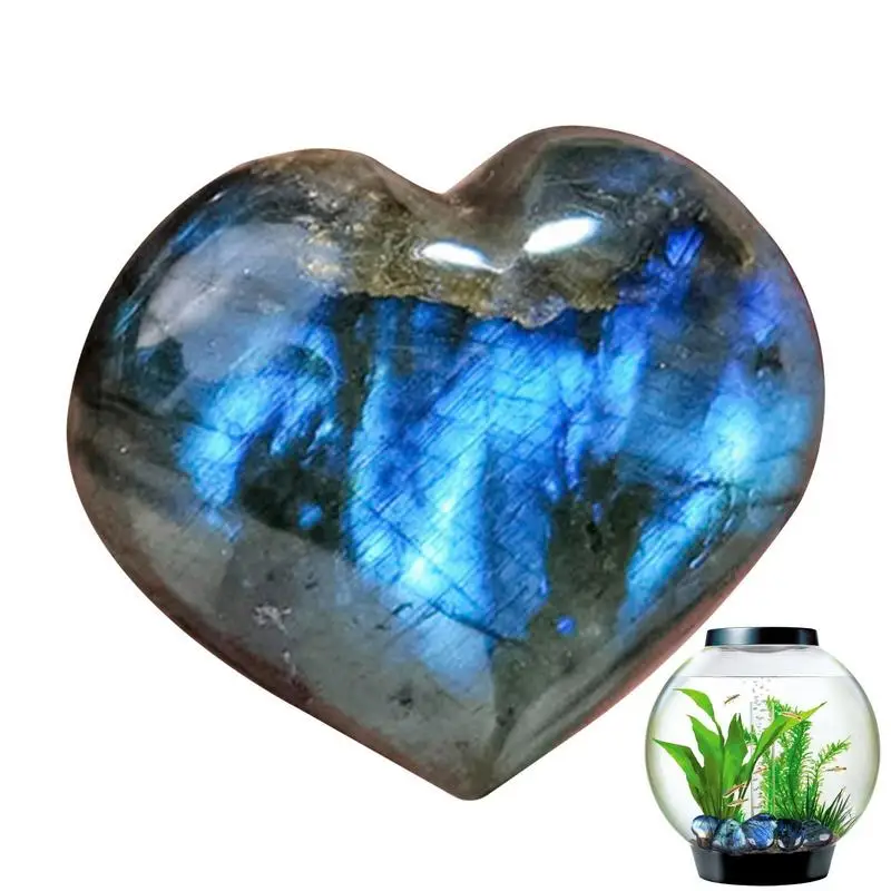 

Natural Labradorite Palm Stone Heart Shaped Natural Mineral Reiki Crystal Polished Pocket Stone Labradorite Massage Worry Stone