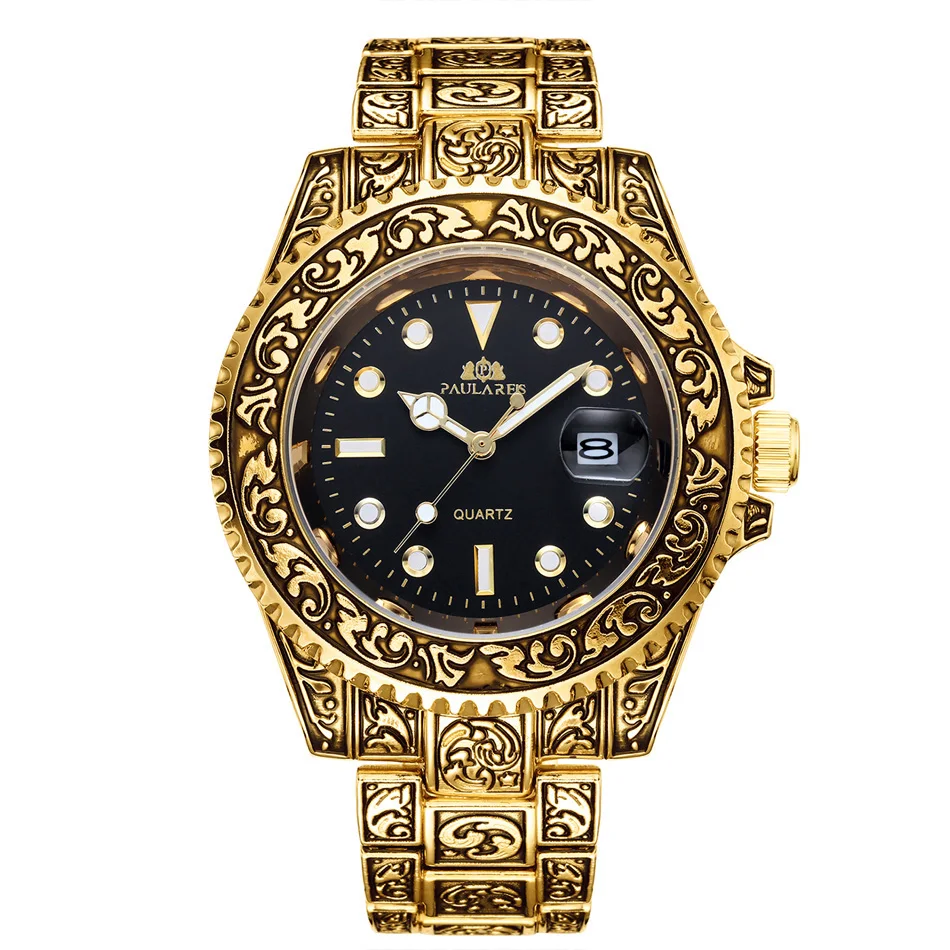 Quarzo classico da uomo antico intagliato di lusso vintage luminoso in oro rosa oro giallo argento rosso verde blu sfumato_voghion.com