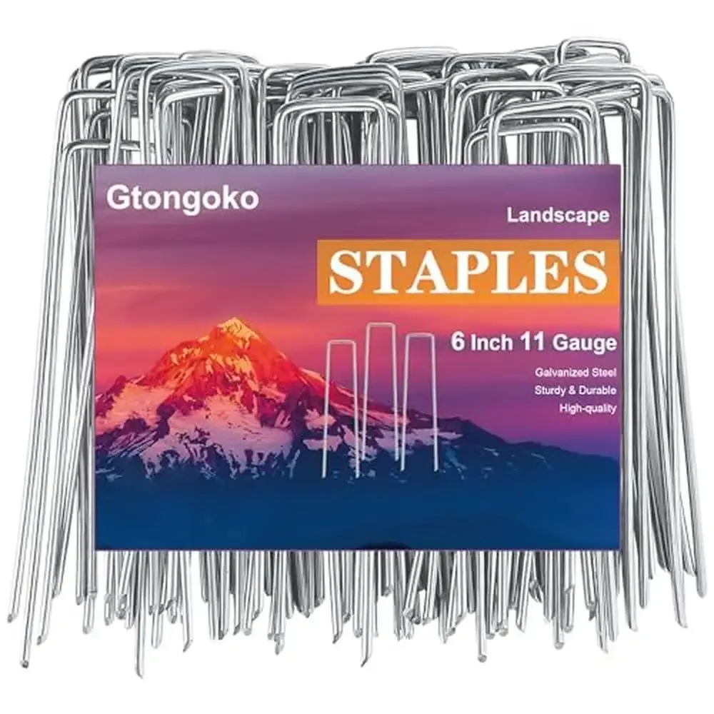 500 Pack Galvanized Landscape Staples Garden Stakes Plant Cover 6 Inch 11 Gauge SOD Fence Ground Durable Heavy Duty Easy to Use