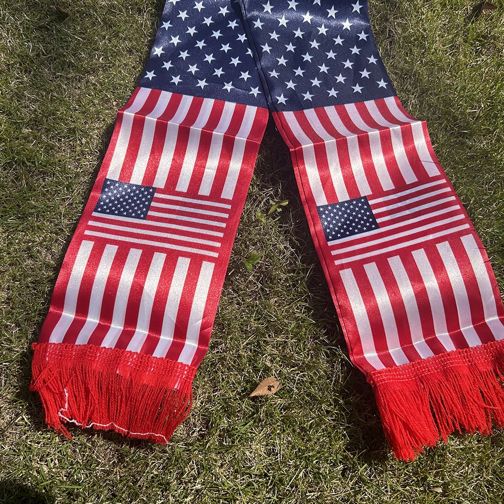 USA Scarf 14x135cm Double-sided Printed United States Flag Satin America Scarf Suitable for 2026 world cup Sports Events - Image 4