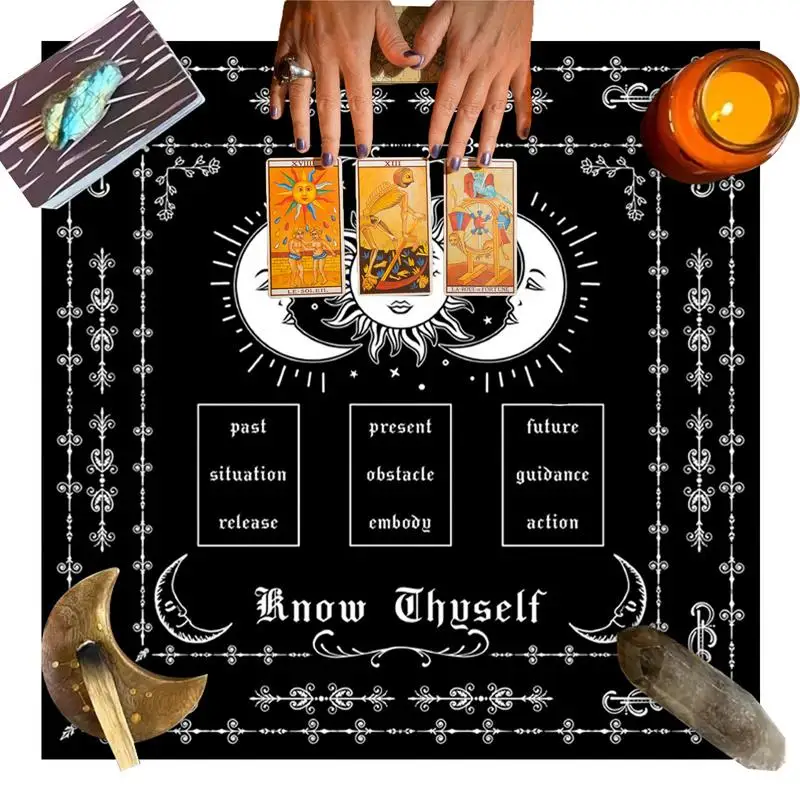 Tarots Tablecloth Astrology Mat Tarot Card Rune Divinations Table Cover Psychic Tablecloth 75x75cm For Pagan Astrology Reading
