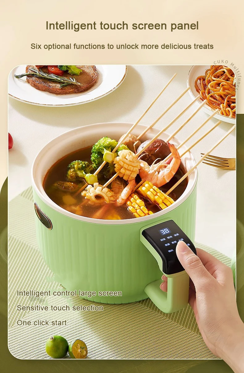 Description Picture 3 of item1.5L Portable Electric Rice Cooker Multifunction Hotpot Noodles Pasta Cooking Pot Eggs Frying Pan Soup Stew Boiler Food Steamer