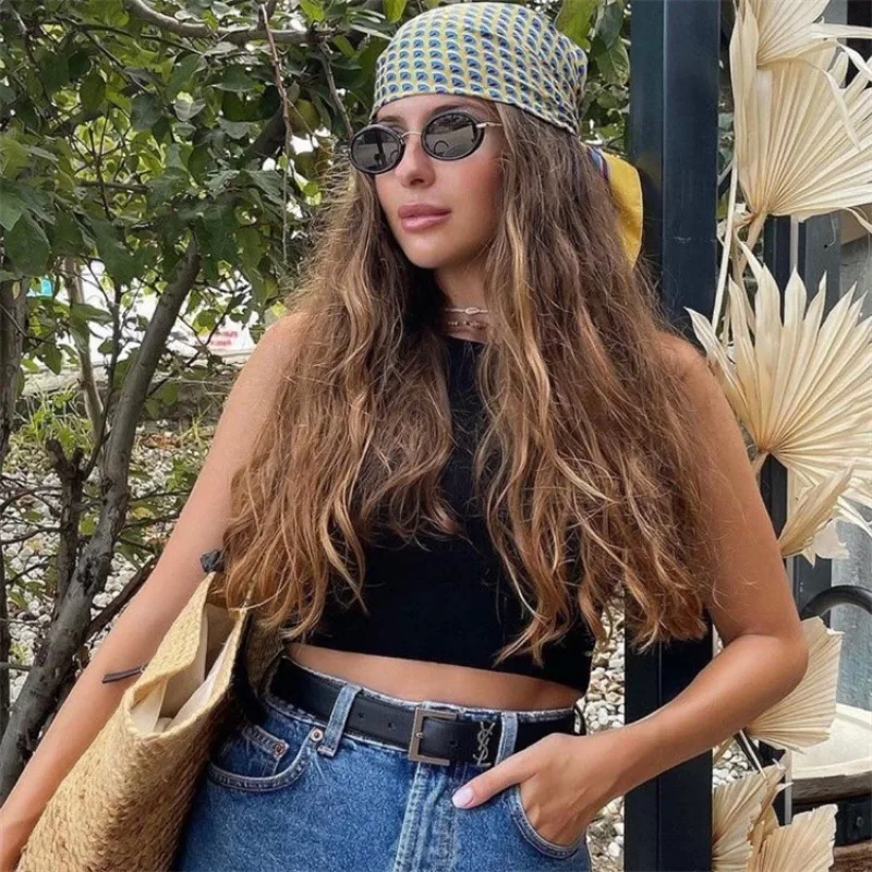 

2024 Personalized Trendy Small frame Sunglasses for Women High-quality Retro Oval Meta Acetate Outdoor UV400 Men's Sunglasses