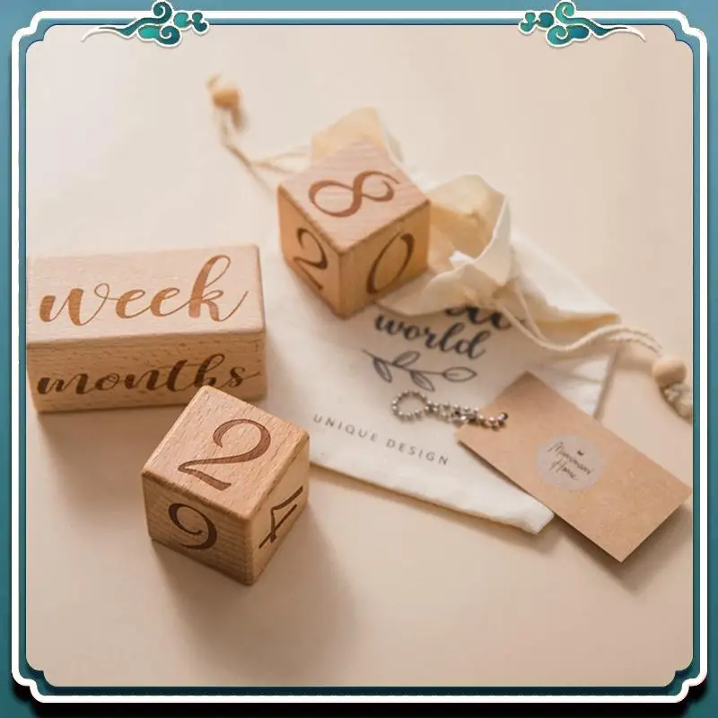 3 Piece Baby Monthly Record Growth Milestone Block Infant Birth Gift Souvenir Wooden Baby Photography Props Photo Milestone