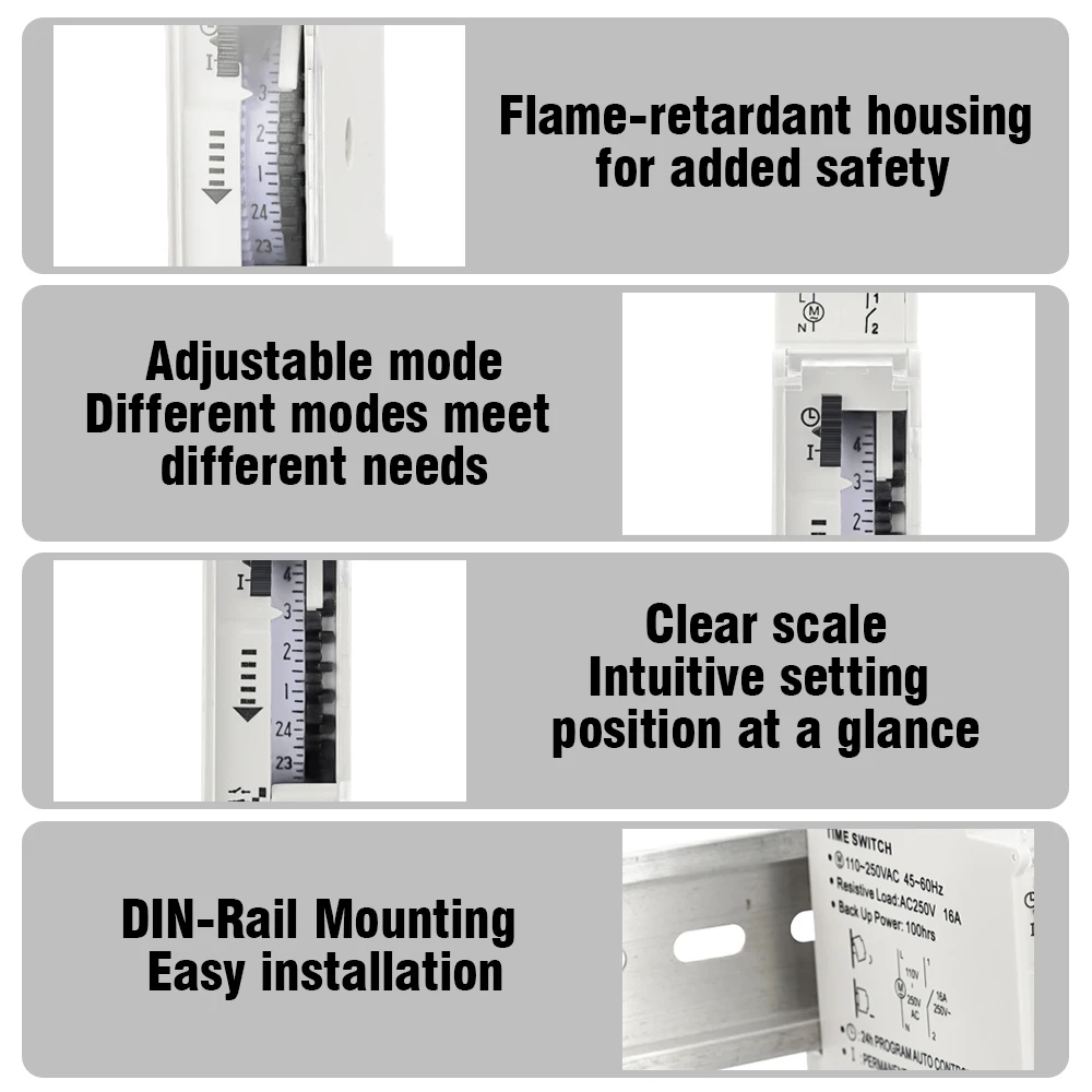 SUL180 15 Minutes Mechanical Timer 24 Hours Programmable Din Rail Timer Time Switch Relay Measurement Analysis Instruments New 5