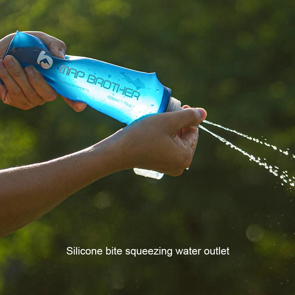 Outdoor Sport Portable Water Cup Camping Running Bicycle Soft Water Bottle Folding TPU Soft Flask Bag BPA Free sports water bottle portable water bottle sports water bag 250/500ML