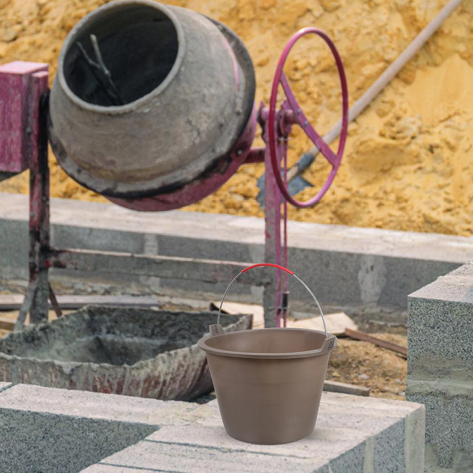 Thickened Plastic Bucket 20L Heavy Duty Cement Sand Concrete Carrier with Handle Portable Construction Site Utility Pail