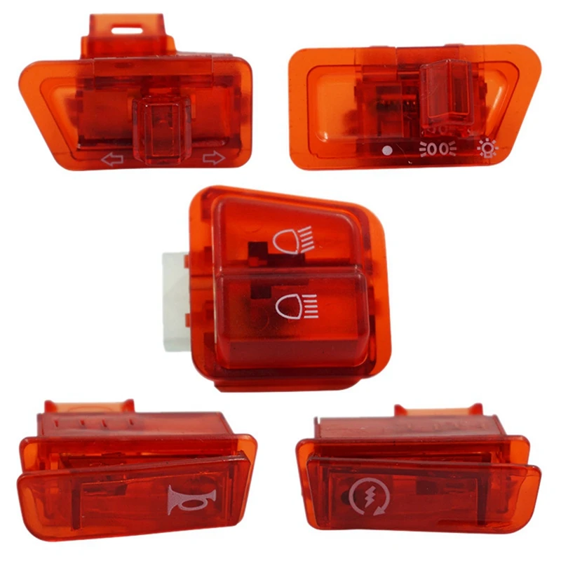 

10X Turn Signal Switch Far And Near Light Horn Button For Scooter GY6 50Cc 125Cc 150Cc Honda DIO AF17 AF18 Red