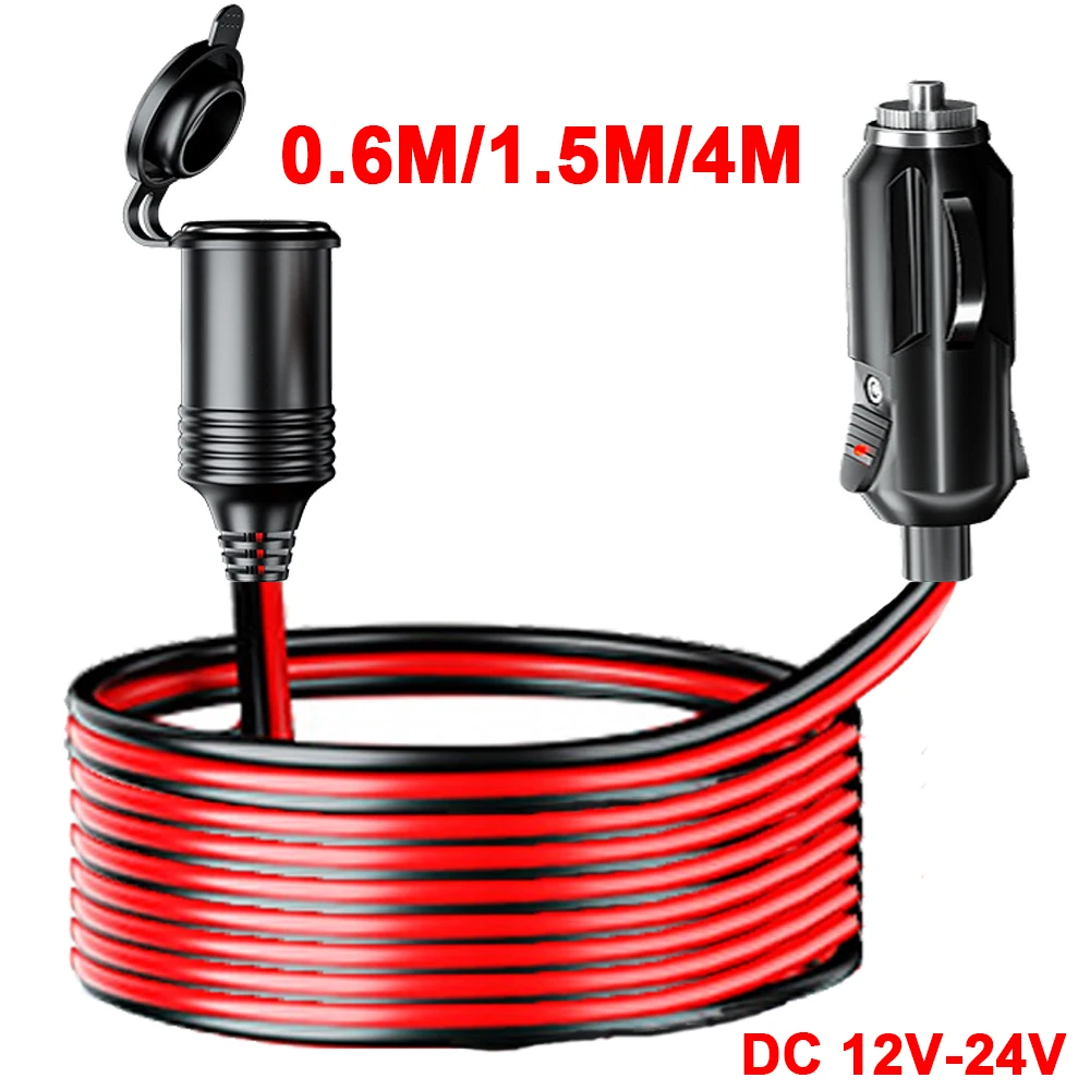 자동차 시가잭 연장 코드, 12V/24V/20A, 0.6M/1.5M/4M 와이어 자동차 분배기 충전기 케이블, 암 소켓 플러그, 자동차 액세서리