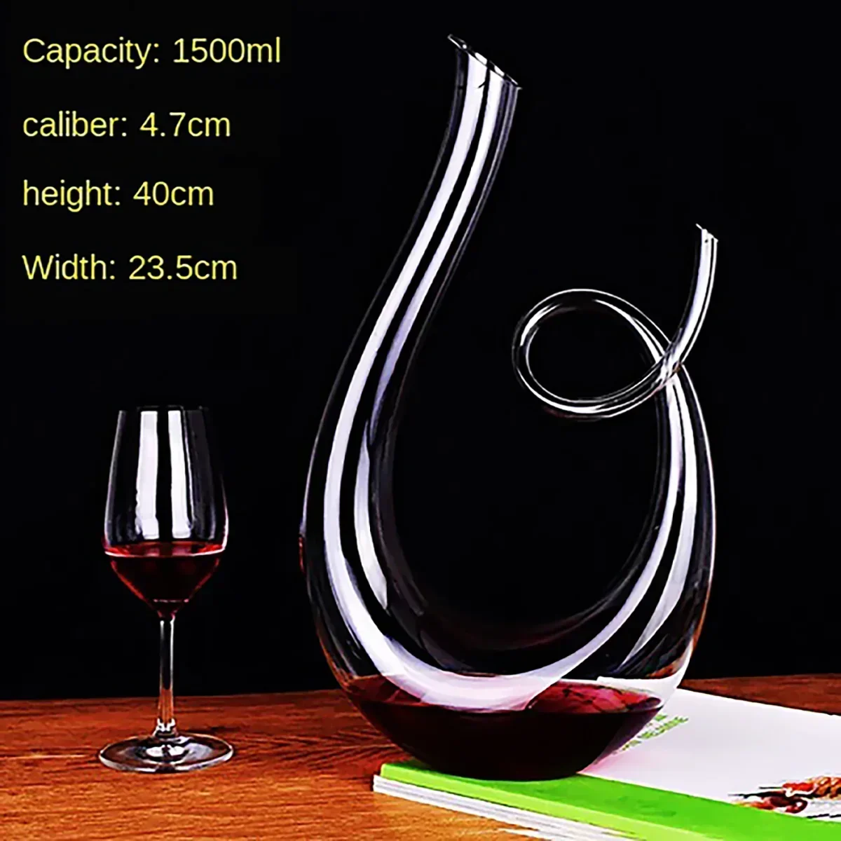 1500mlCrystalHighGrade6shapedWineDecanterGiftBoxHarpSwan