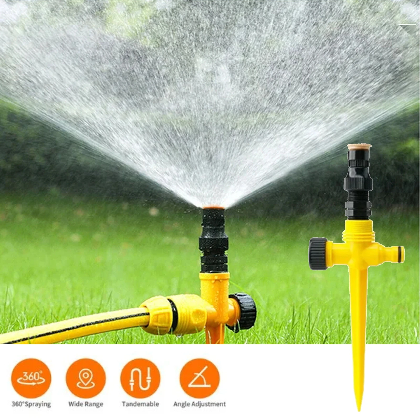 Garden Lawn Sprinkler 360 Degree Automatic Rotating Yard Garden Large