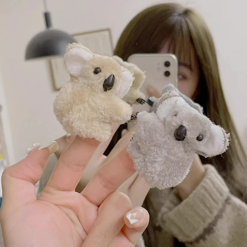 Cartoon Plush Koala Bear Hair Clips Cute Fluffy Animal Hairpins for Girls Women Non Slip Headwear Koala Barrettes Accessories