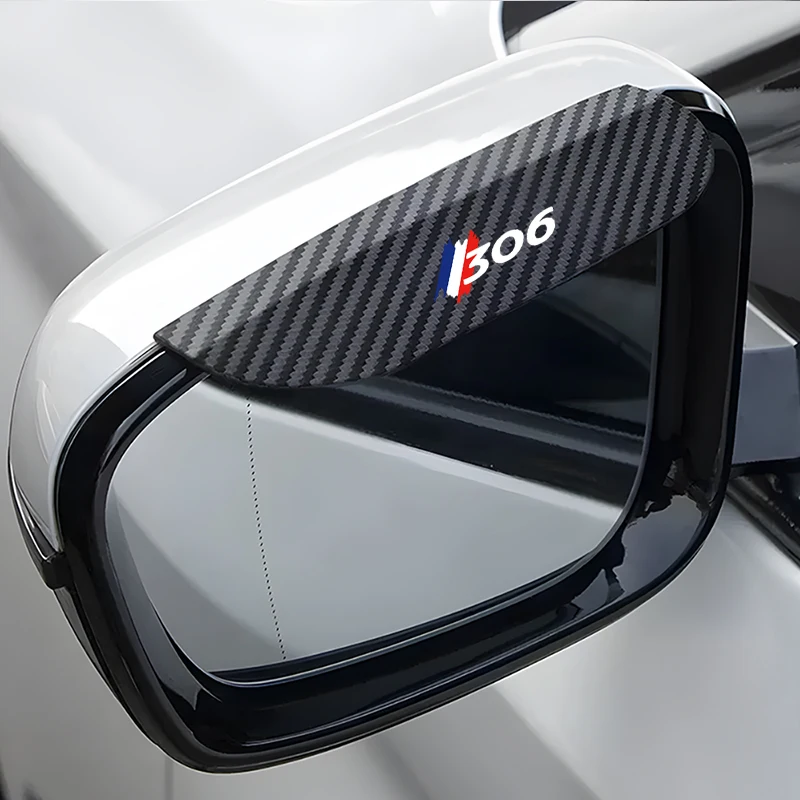 Car Side-Rear view Mirror Cover Car Side-Rear view Mirror Rain Eyebrow Carbon Fiber Waterproof Cover Visor For Peugeot 107 108 206 207 306 5008 GT Accessories