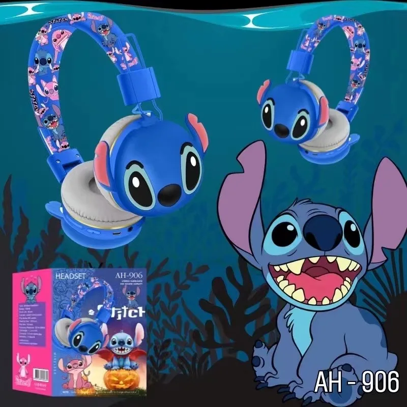 AH-906 Stitch Bluetooth Headphones AH-906 Cute Wireless Earbuds HIFI Sound Foldable Headsets with Mic Anime Cartoon Kids Gifts 3