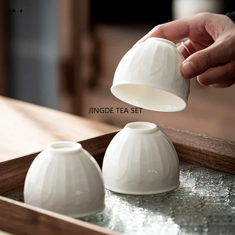 1 Chinese ceramic tea cup master handmade white porcelain tea bowl personal meditation cup household tea set accessories