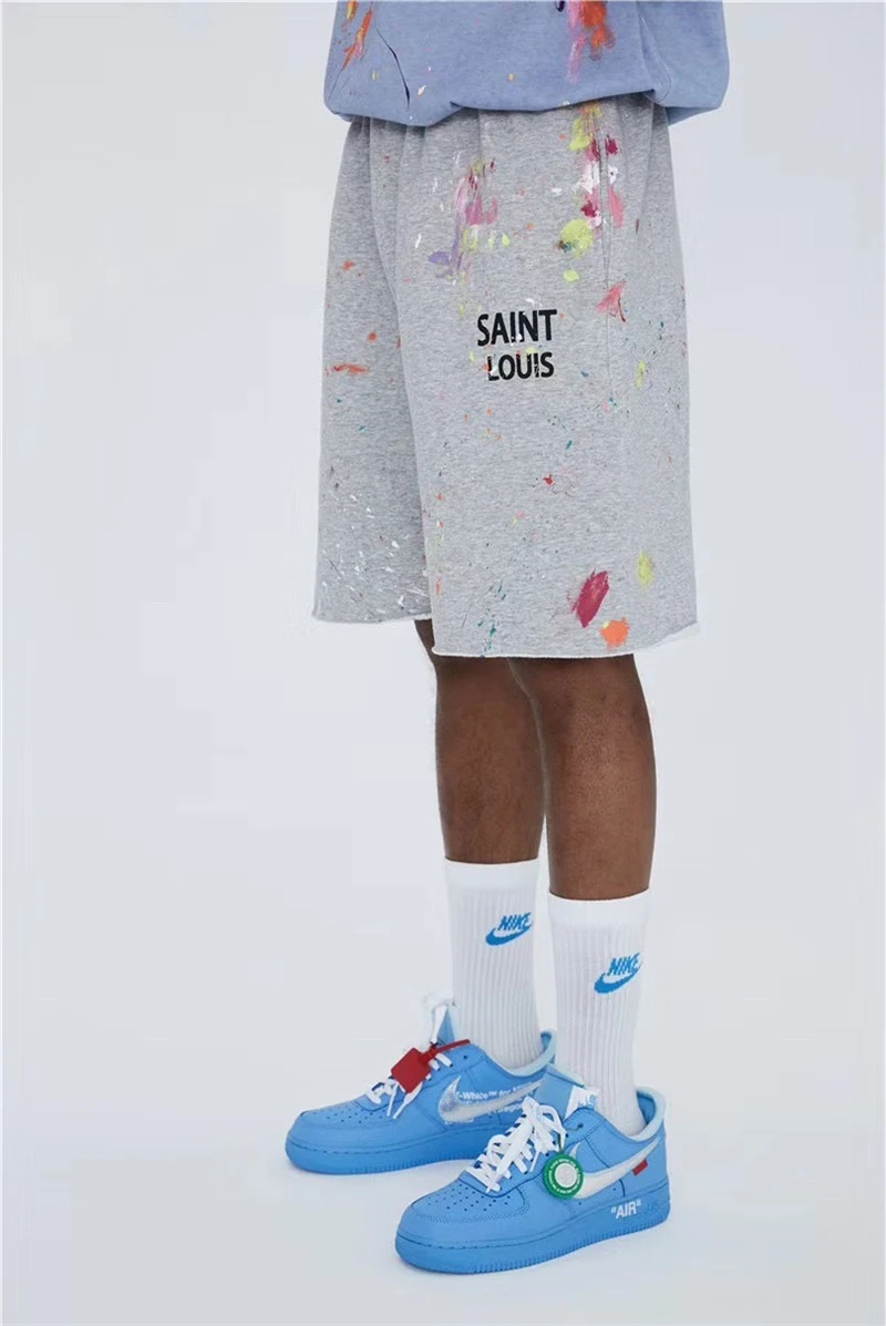 High quality Saint Louis SSSaint Street Hip Hop Summer Speckler Graffiti Trendy Brand Casual Cotton Black Grey Shorts