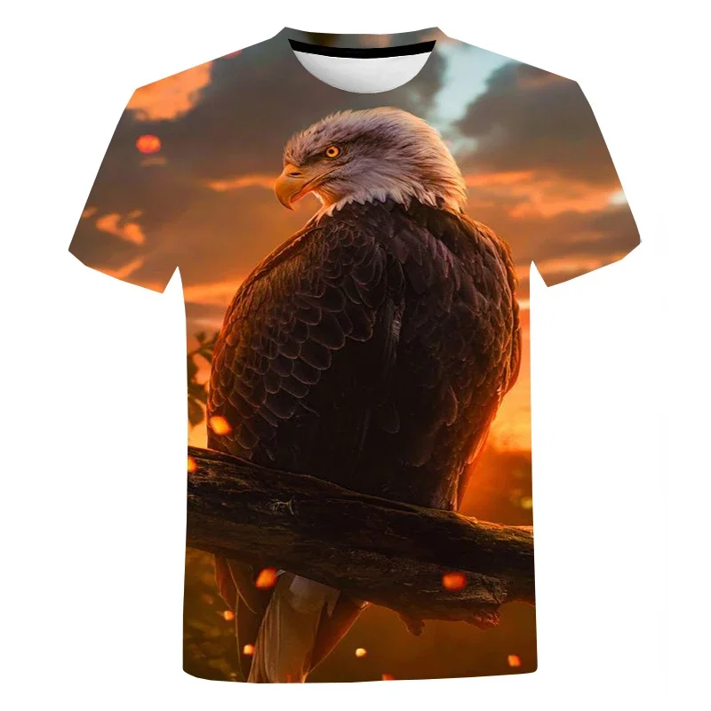 thumbnail image 1 of Camiseta con estampado 3D de animales de águila de verano, camiseta de moda para mujer, camiseta de manga corta con cuello redondo, camiseta de gran tamaño, 1 of 4