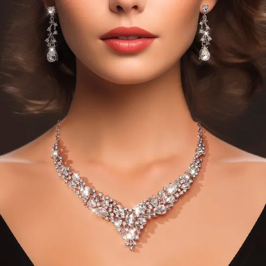 

Новинка 2024, Модный комплект из 2 предметов с кристаллами для женщин, подарок, свадебный костюм