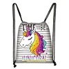 Cute Cartoon Unicorn Pony Print Drawstring Bag Boys Girls Storage Bags for Travel Kids Bookbag Women Party Bag Casual Backpack 3