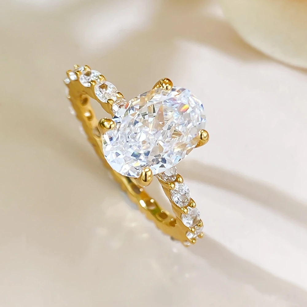 Vinregem 7*10 MM Oval Cut Lab Created Sapphire Gems 925 Sterling Silver Wedding Engagement Ring for Women Fine Jewelry Wholesale 5